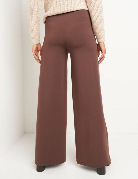 Pantalon large fluide taille &eacute;lastiqu&eacute;e, viscose stretch (chocolat)