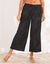 Ruime effen broek, seersuckereffect (zwart)
