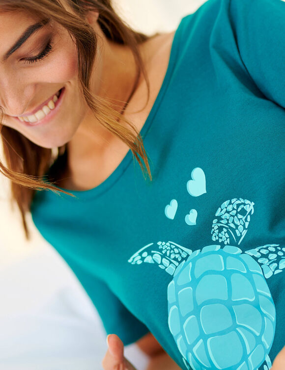 Kort nachthemd met schildpadprint (groen)
