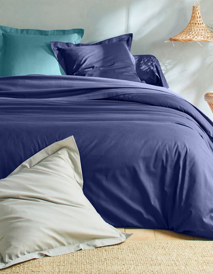 Linge de lit uni coton (marine)
