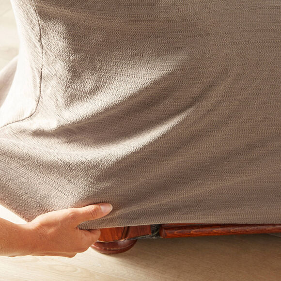 Housse extensible unie canapé fauteuil accoudoirs (taupe)