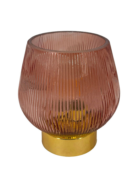 Lampe LED à poser en verre teinté (rose parmé)