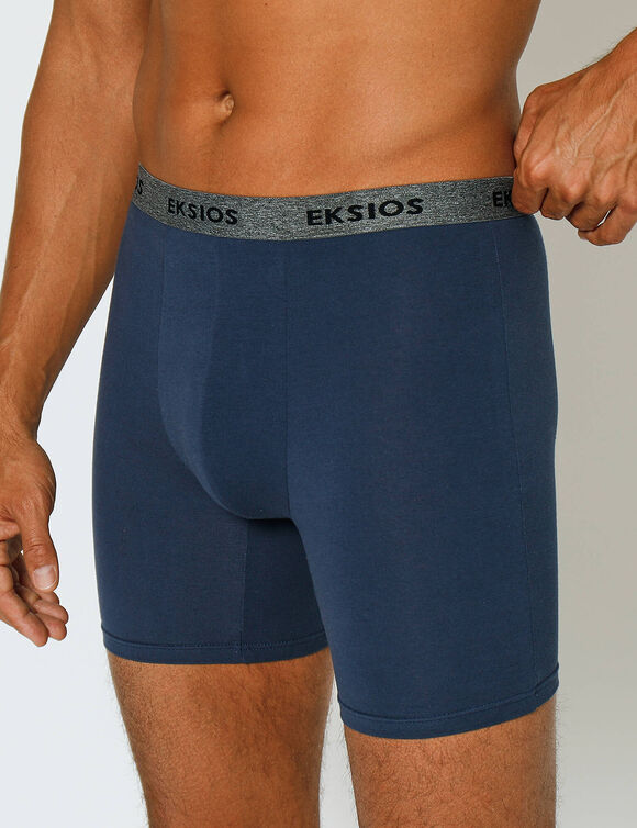 Boxer long coupe short - lot de 2 (noir + bleu grisé)