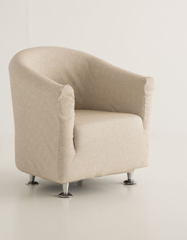 Housse extensible jacquard chiné fauteuil cabriolet (beige)