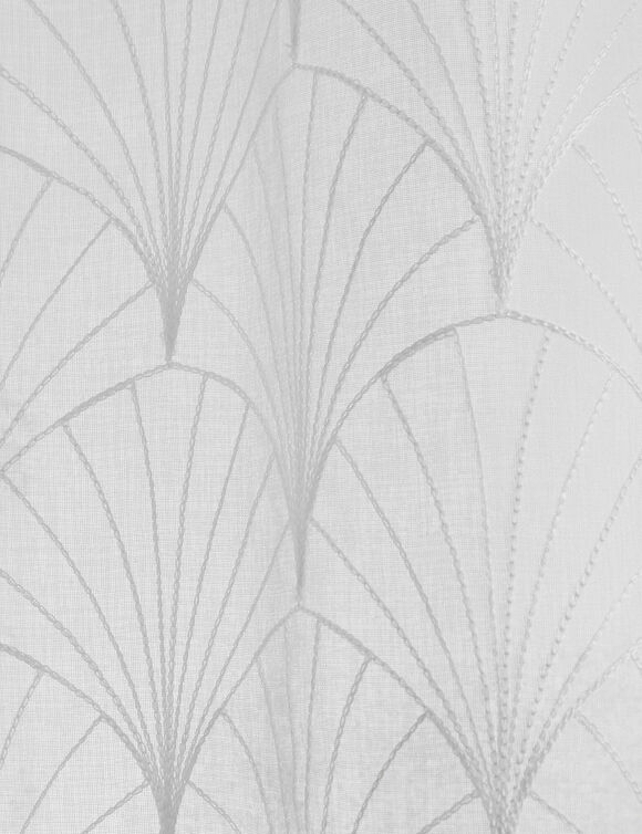 Voilage brod&eacute; motif art d&eacute;co - finition oeillets (blanc)
