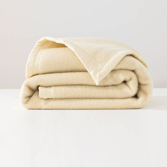Couverture bicolore pure laine 800 g/m² (écru)