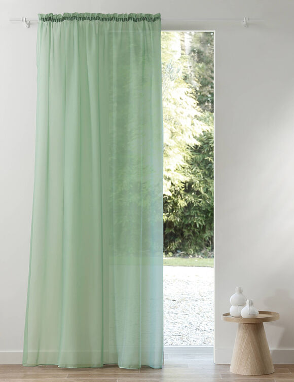 Effen voilegordijn met fronsgalon (groen)