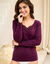 Warm T-shirt met lange mouwen en kanten hals - set van 2 (pruim)