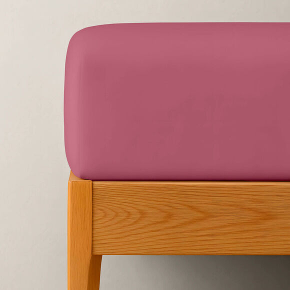 Drap-housse irrétrécissable uni coton (fuchsia)