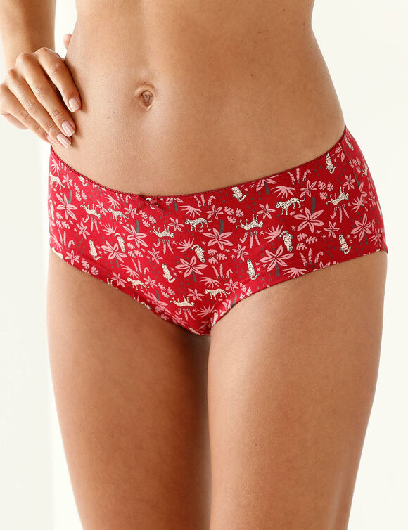 Shorty coton stretch imprimé "panthère" - lot de 4 (rouge)