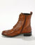 Bottines montantes doubl&eacute;es &agrave; lacets en cuir fleuri (marron)