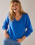 Trui met V-hals en loose volume, mohairtouch (felblauw)