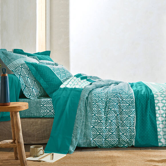 Linge de lit Tommy imprimé géométrique - coton (cèdre)