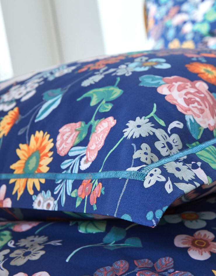 Bedlinnen Kelly in katoen met bloemenprint (marine)