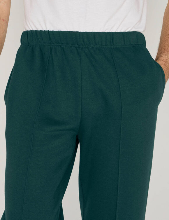 Pantalon loisirs molleton, bas droits (vert fonc&eacute;)