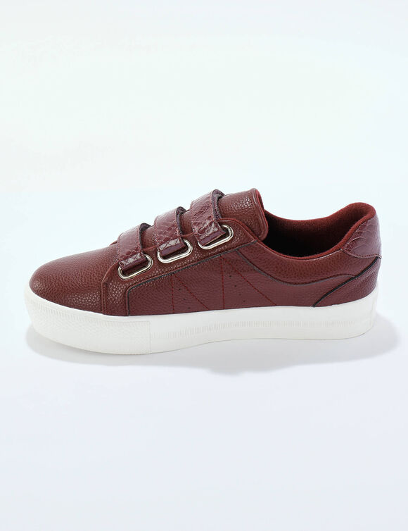 Sneakers met scratchsluiting en kroko-effect - zwart (bordeaux)