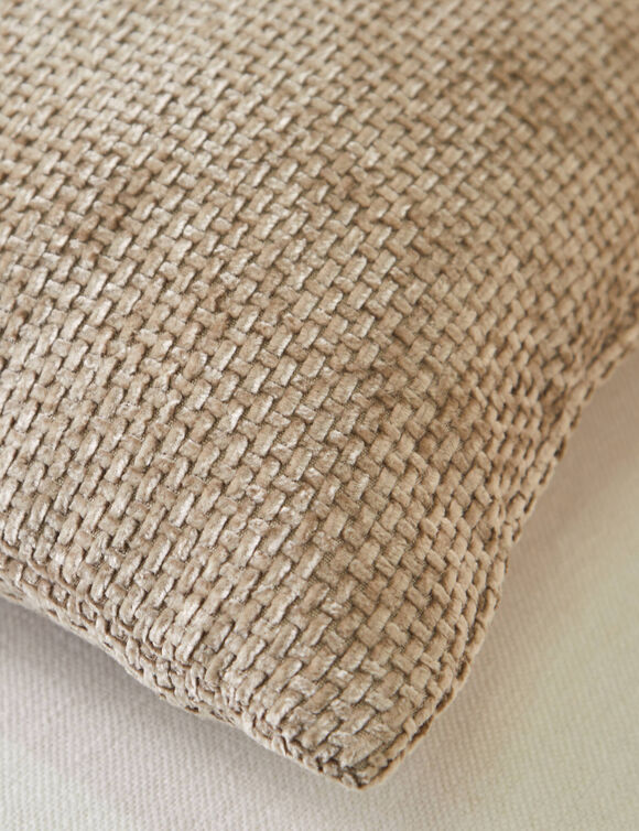 Housse de coussin unie tissage chenille - lot de 2 (sable)