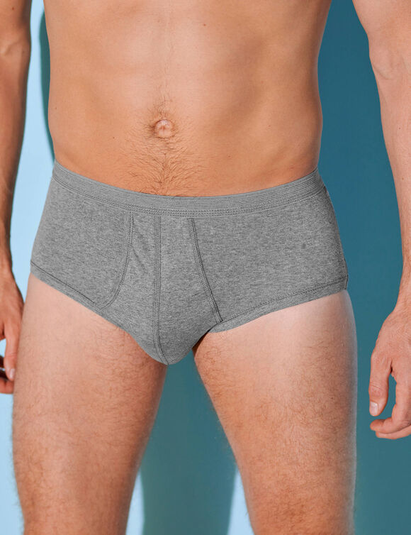 Slip ouvert taille haute - lot de 2 (gris chin&eacute;)