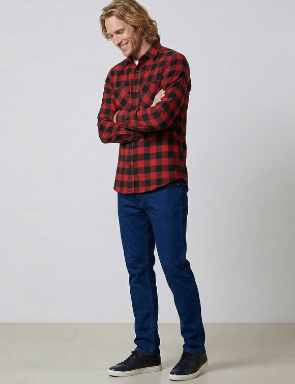 Chemise carreaux &eacute;cossais flanelle (rouge / noir)