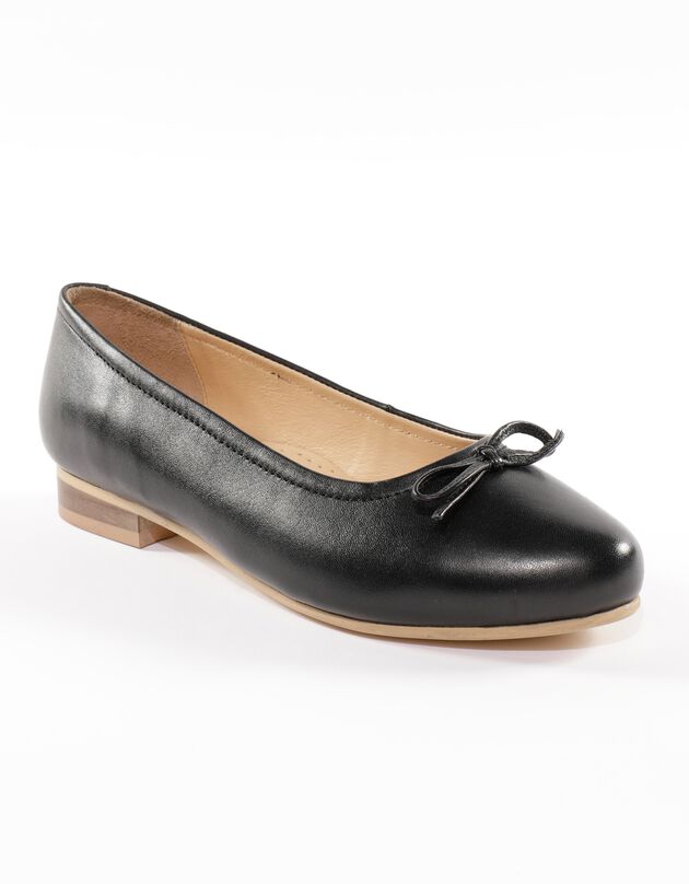 Ballerines plates confort en cuir - noir (noir)