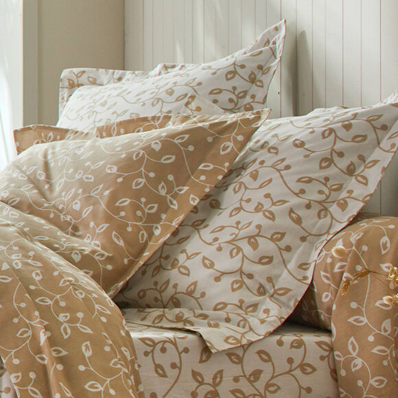 Bedlinnen Héritage in katoen met krulmotieven (wit / beige)