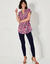 Tuniek met mouwomslagen, veelkleurige print (ecru / rood)
