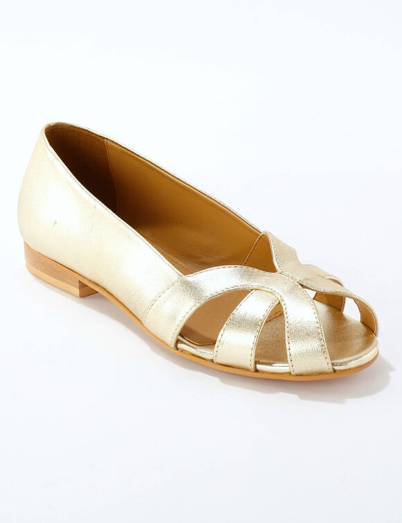 Leren ballerina's met open neus (goudkleurig)