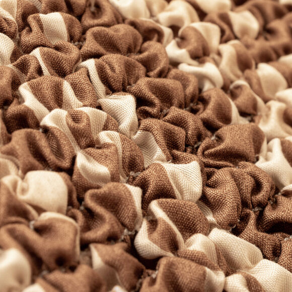 Housse bi-extensible microfibre imprimé vagues pour fauteuil et canapé (chocolat)