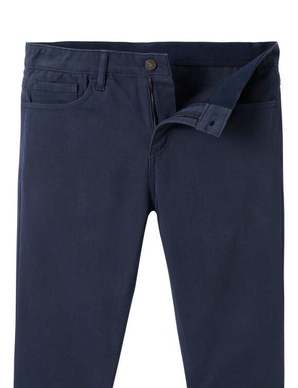 Pantalon droit 5 poches ceinture &eacute;lastiqu&eacute;e invisible - L30 (marine)