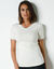T-shirt met korte mouwen, 'tweede huid'-warmte en kanten details (ivoorkleur)