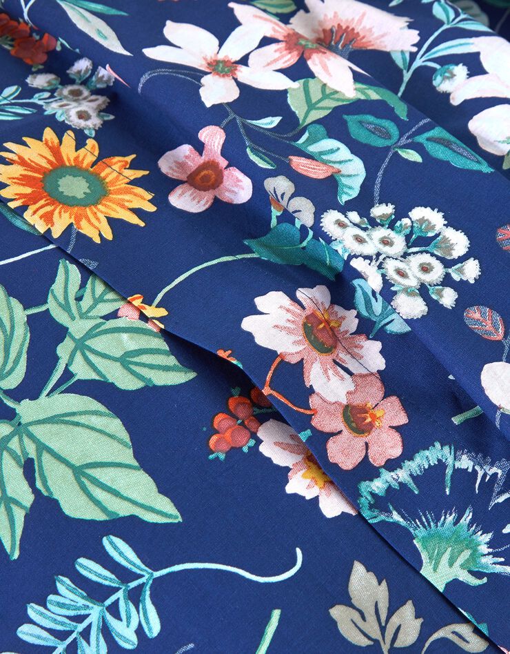 Bedlinnen Kelly in katoen met bloemenprint (marine)