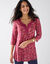 Bedrukte tuniek met V-hals (pruim / roze)