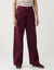 Pantalon large taille haute semi-&eacute;lastiqu&eacute;e &agrave; nouette, coton (bordeaux)