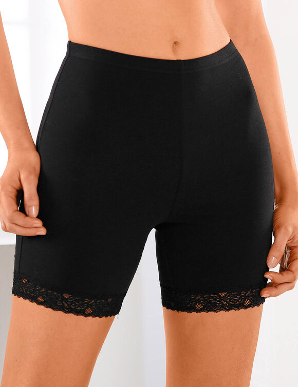 Culotte panty coton et dentelle - lot de 2 (noir)