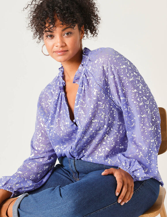 Chemise voile uni, surimpression argentée (iris)