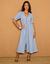 Lange jurk in denim, uitlopend (bleached)