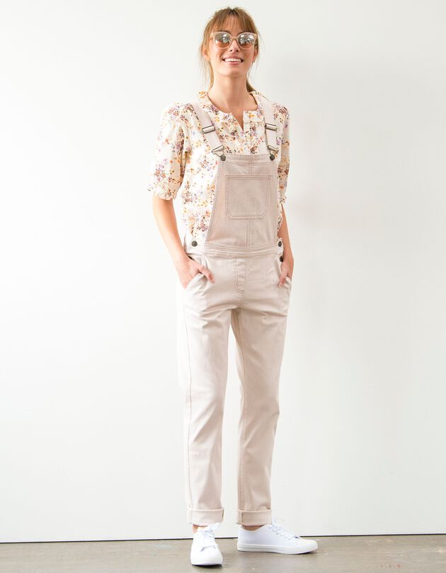 Salopette en jean couleur (beige rosé)