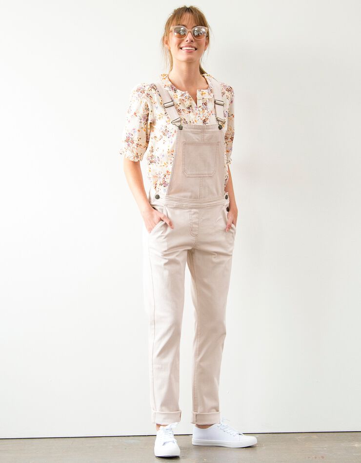 Salopette en jean couleur (beige rosé)