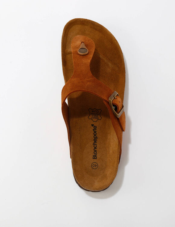 Mule entredoigt croûte de cuir certifié LWG (marron)