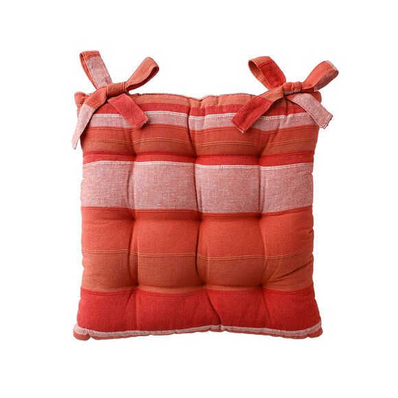 Galette de chaise carr&eacute;e ray&eacute;e - lot de 2 (terracotta)