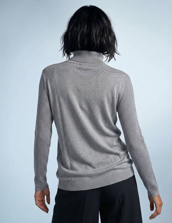 Pull col roul&eacute;, Sp&eacute;cial Petites (gris)