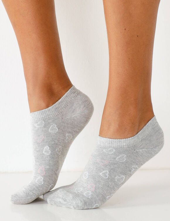 Chaussettes basses motifs assortis - lot de 4 paires (gris chin&eacute;)