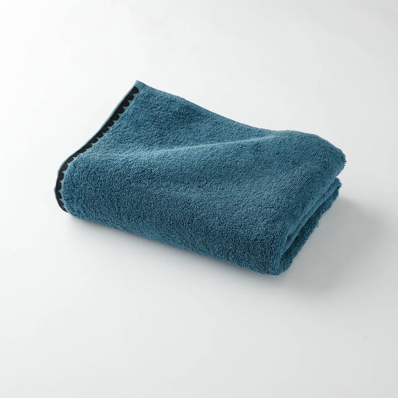 Badstof, afgewerkt met fantasieborduursel - 420g/m2  (jeansblauw)