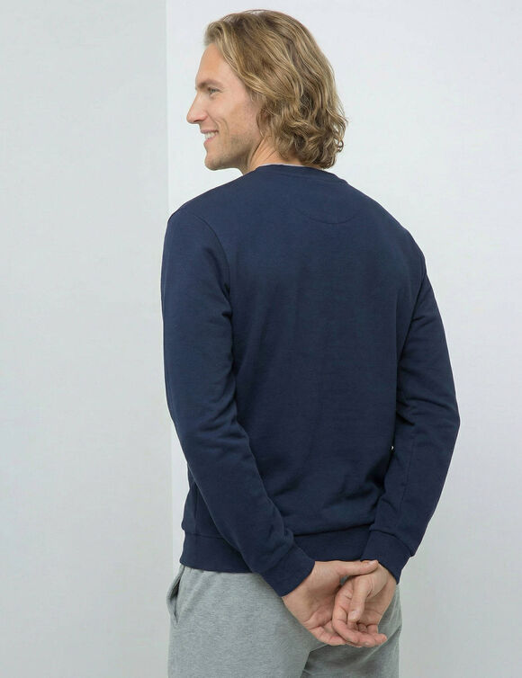 Sweater van molton met ronde hals (marine)