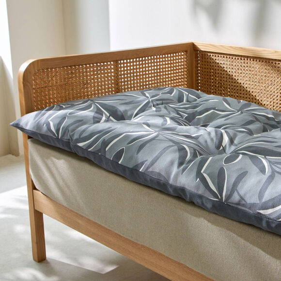 Long coussin de sol imprimé feuillage (gris)