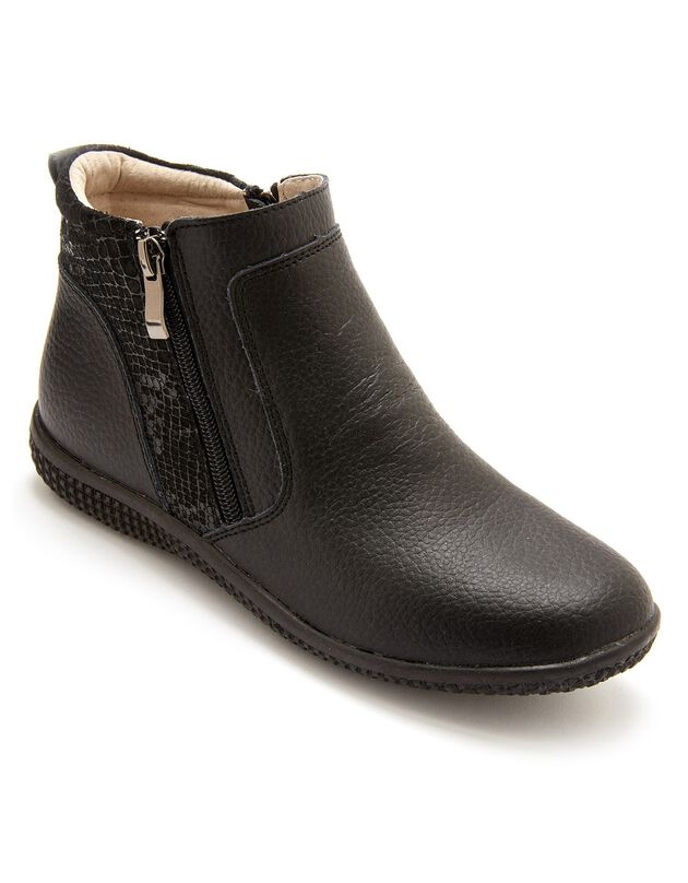 Boots double zip - semelle confort amovible PÉDICONFORT (noir)