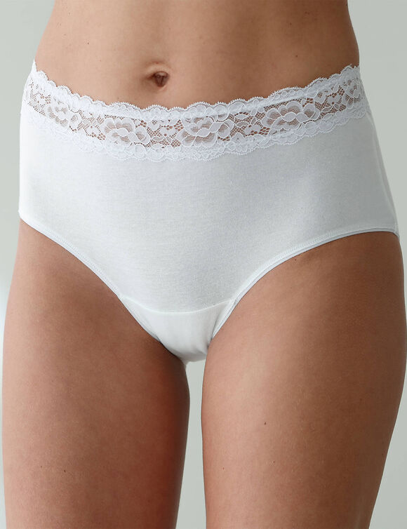 Culotte supermaxi coton stretch ceinture dentelle - lot de 2 (blanc)