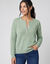 Pull col rond maille ajour&eacute;e boutonn&eacute; (aqua)
