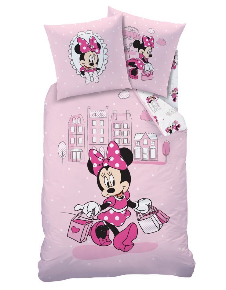 Lakenset Minnie shopping - katoen (roze)