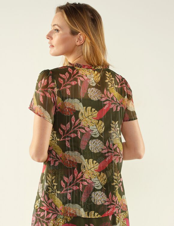 Chemisier voile imprimé (bronze / rose)